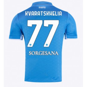 SSC Napoli Khvicha Kvaratskhelia #77 Hemmakläder 2024-25 Kortärmad